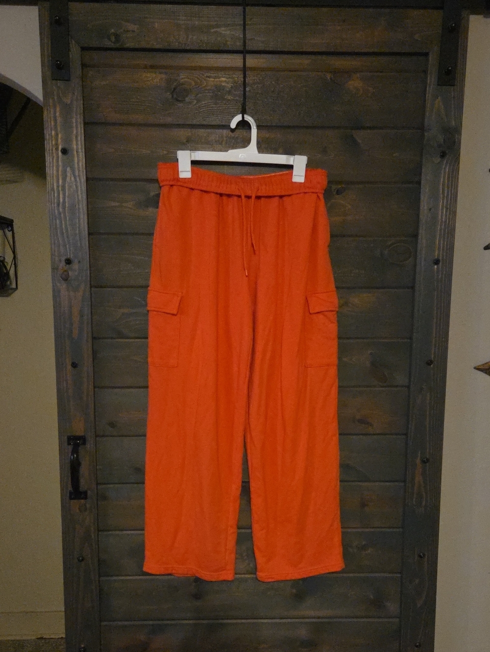 No Boundaries Coral Orange Cargo Wide-Leg Joggers